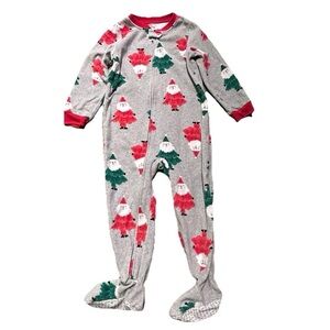 Toddler Carter’s Fleece Christmas Pajamas Red Green Santa Holiday Size 4T